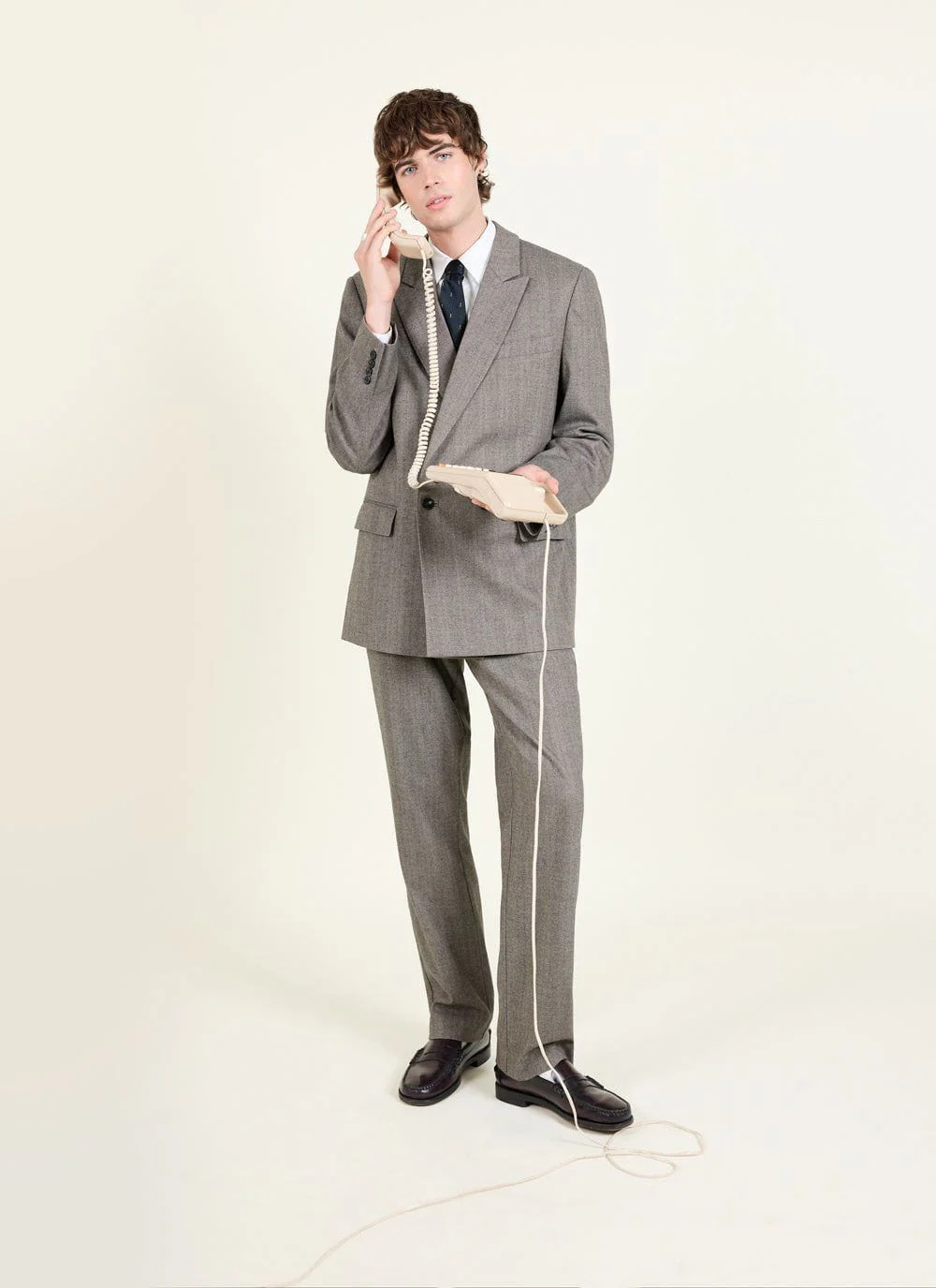 Tailored Double Breasted Blazer | Herringbone | Grey - Image 4